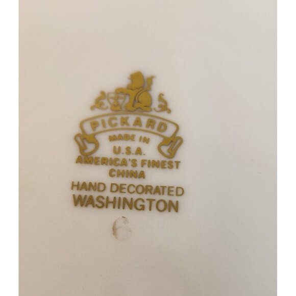 Vintage Pickard Washington Plate, Navy Gold Rim Fine China, Collectible Hand Dec - Picture 2 of 7